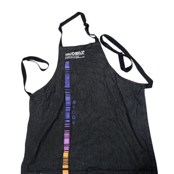 Taco Bell Adult Black Bib Apron Stripe - Picture 1 of 4